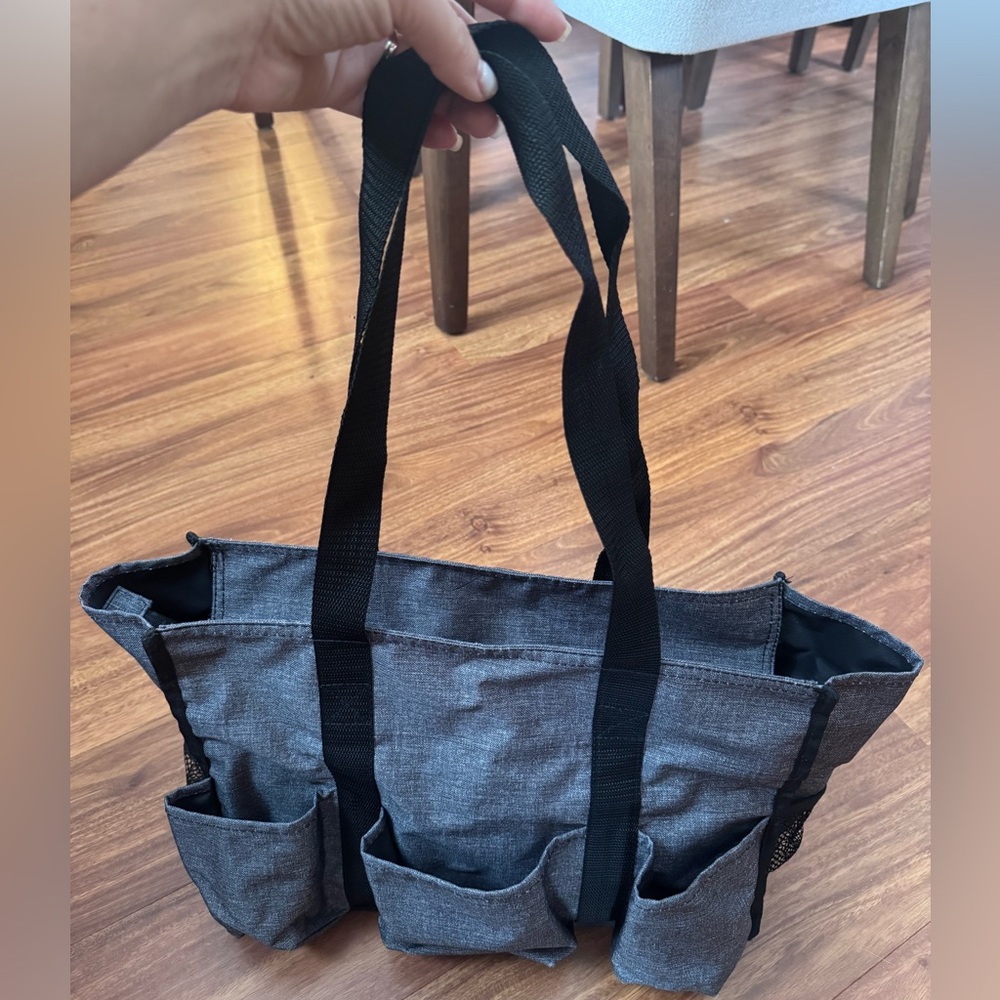 Gray Thirty One Utility Tote Bag with Black Straps